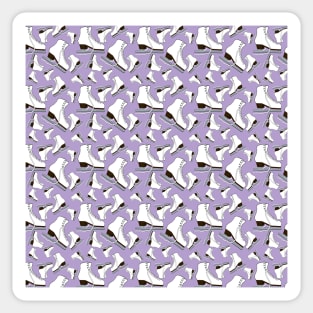 Figure Skates on Purple Rose Background Design Sticker